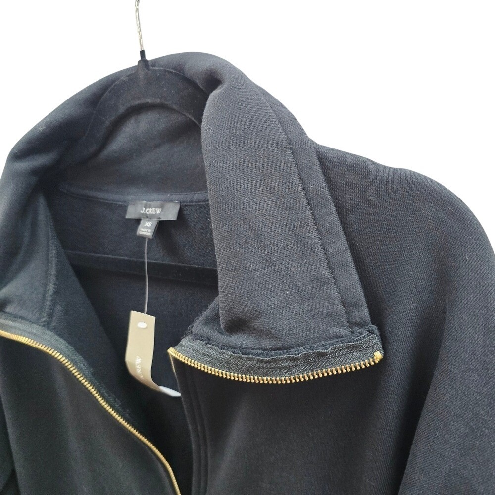 NWT J.Crew Women XS Black Cotton French Terry Half-Zip Sweatshirt - Picture 3 of 6